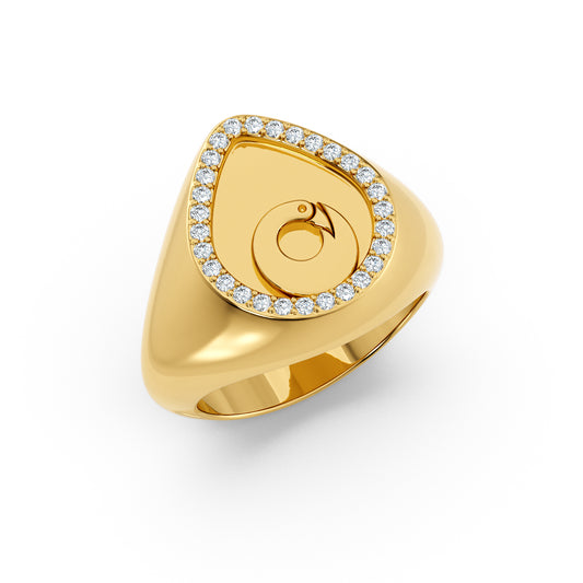 Chevalière Sankofa - Or Doré & Diamants
