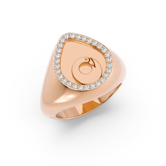 Chevalière Sankofa - Or Rose & Diamants